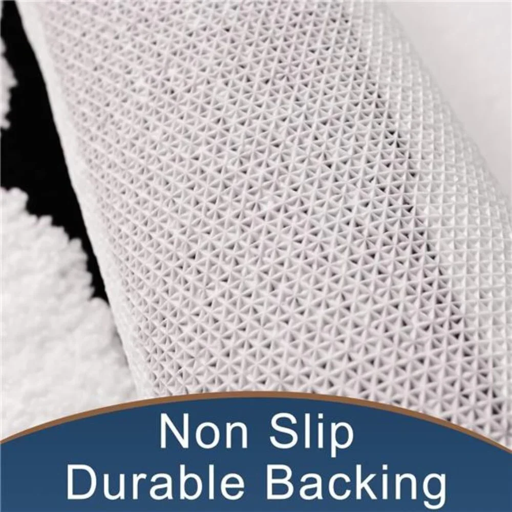 Bathroom Rug Black and White Bath Mats Non Slip Floor Mat, Thick Soft